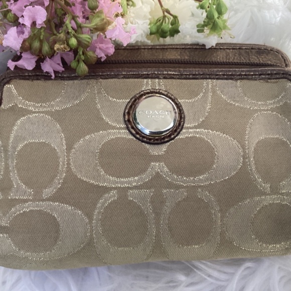 Coach Later Date Signature Canvas Double Zipper Wristlet/Wallet - Picture 7 of 8